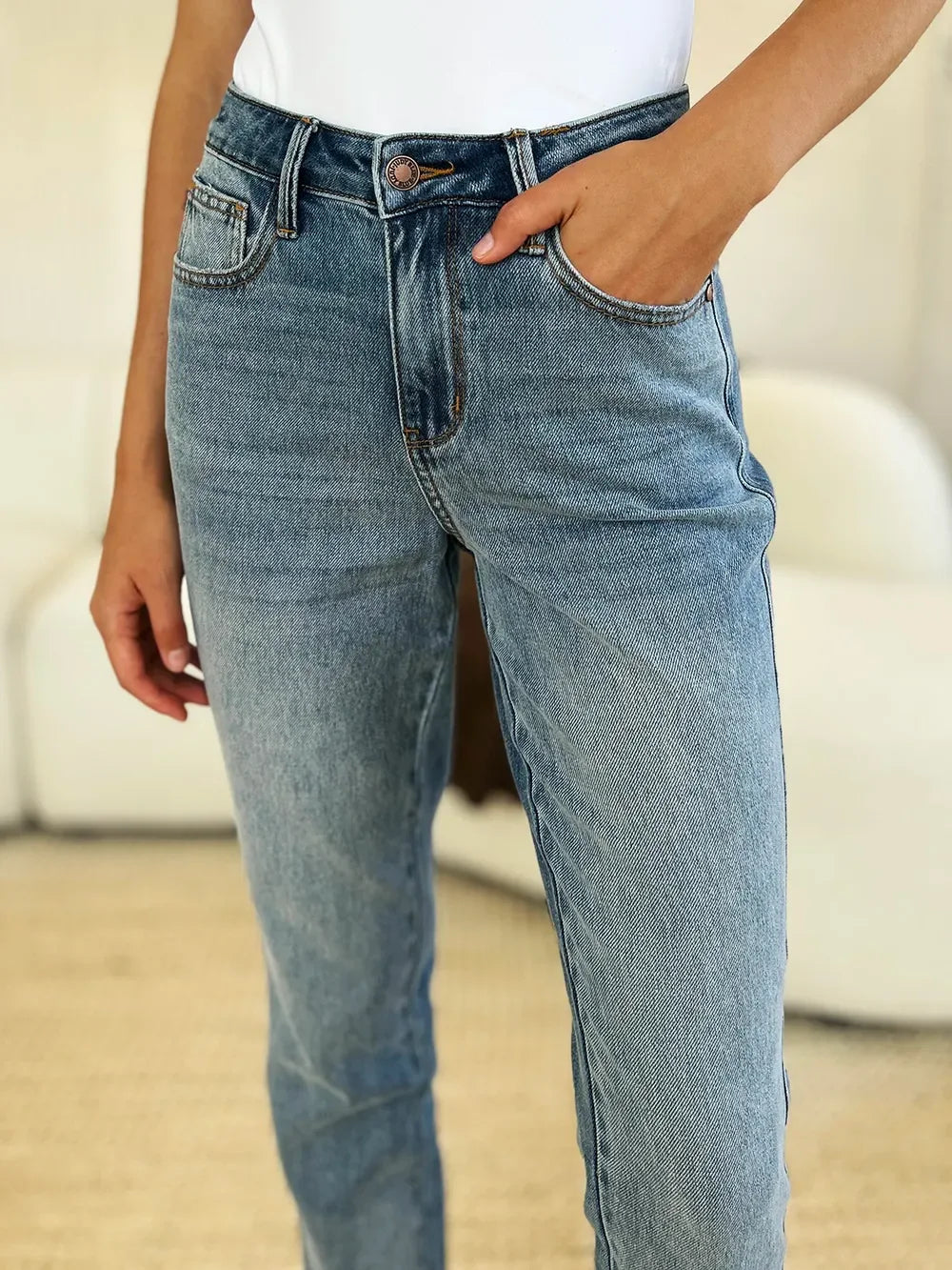 Mid Rise Rigid Magic Release Hem Jeans - Eva's Edition
