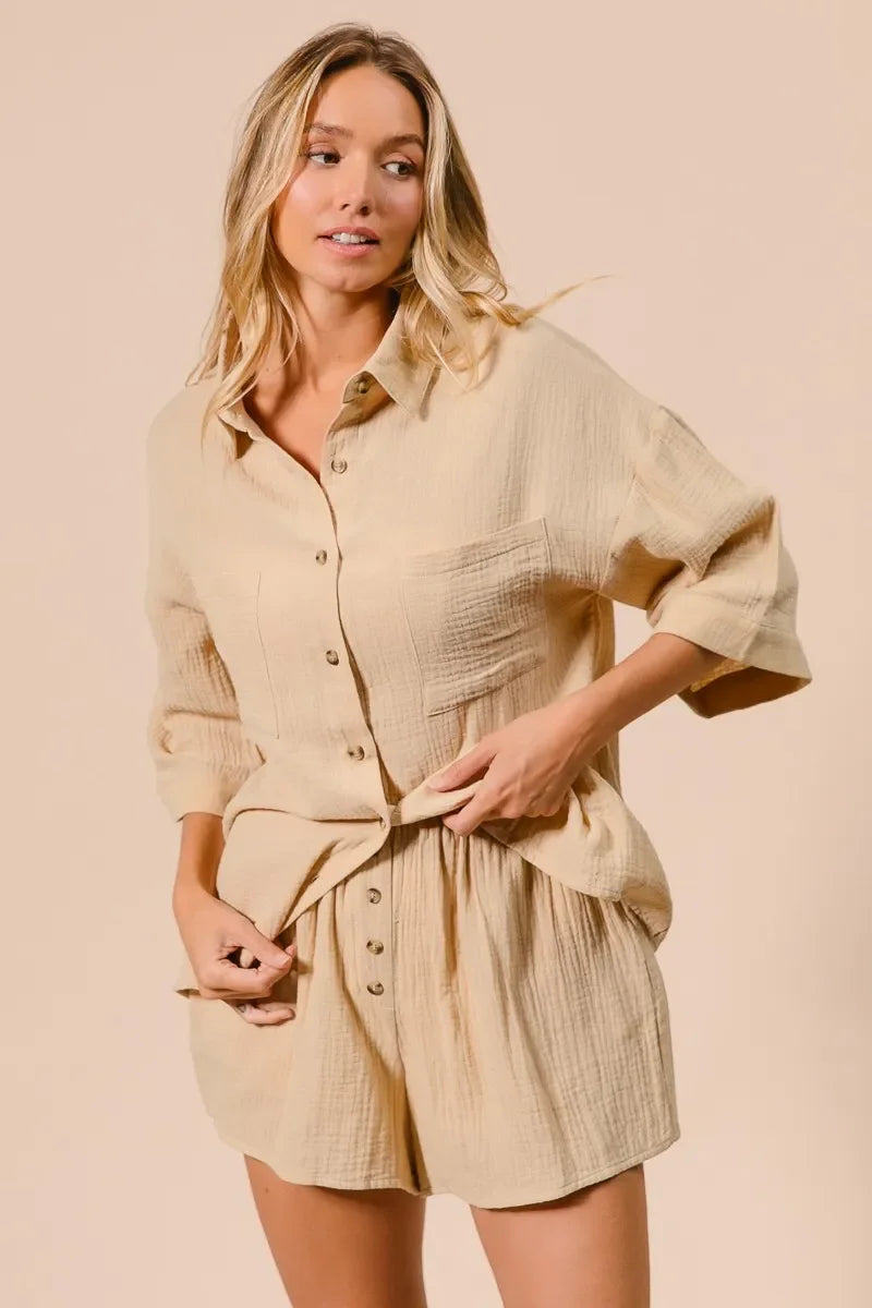 Crinkle Gauze Shirt and Short Set - Eva's Edition