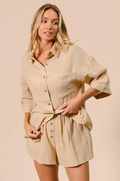 Crinkle Gauze Shirt and Short Set - Eva's Edition