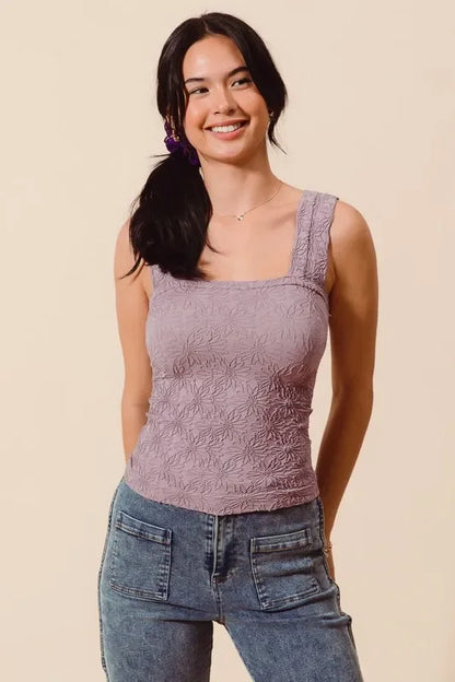 Floral Jacquard Seamless Tank Top - Eva's Edition