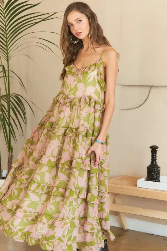 Ruffled Tiered Scoop Neck Cami Dress - Eva's Edition