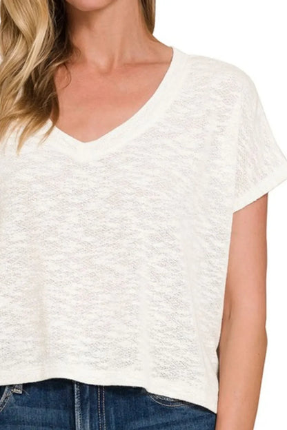 V-neck Drop Shoulder Crop Top - Eva's Edition