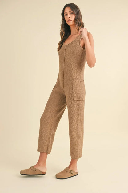 Sleeveless Knit Crop Jumpsuit with Pockets - Eva's Edition