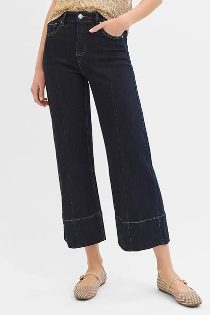 Tummy Control High Rise Crop Wide Seam Detailed Jeans - Eva's Edition