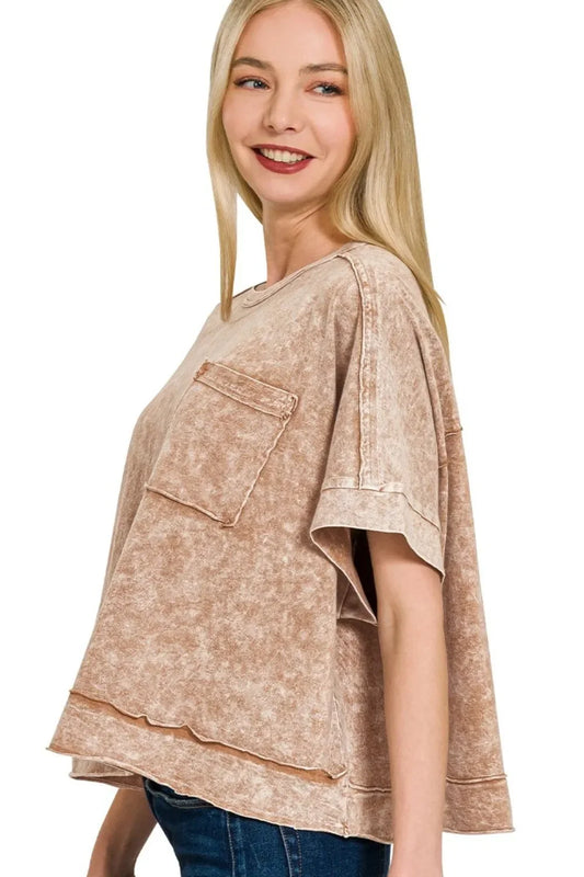 Snow Washed Oversized Crop Box Tee - Eva's Edition