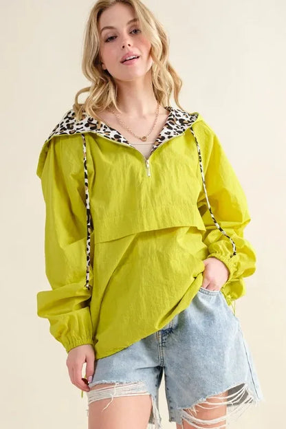 Leopard Print Hoodie Zipper Up Pocket Windbreaker - Eva's Edition