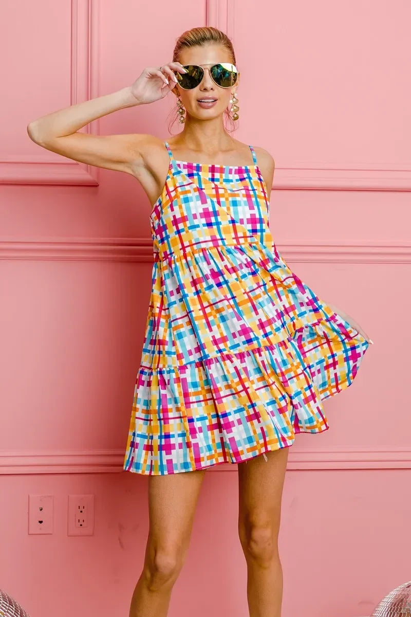 Colorfull Plaid Sleeveless Sun Dress - Eva's Edition