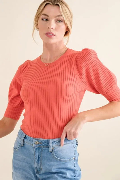 Half Sleeve Rib Basic Bodysuit - Eva's Edition