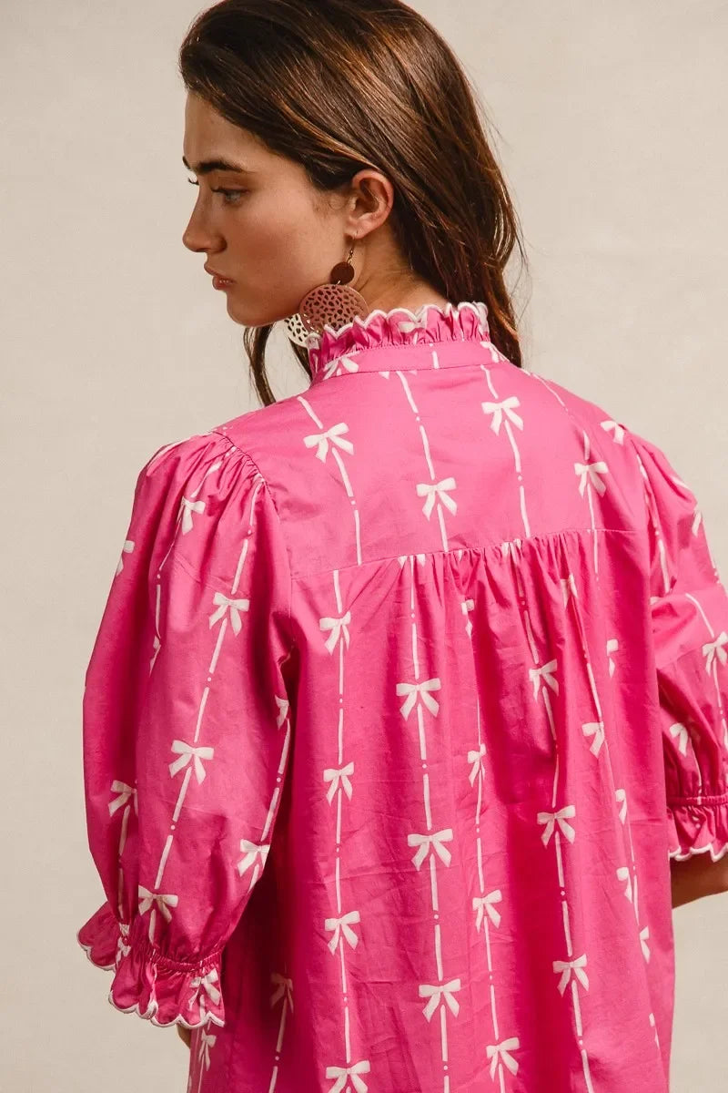 Ribbon Patterns Short Sleeve Dress - Eva's Edition