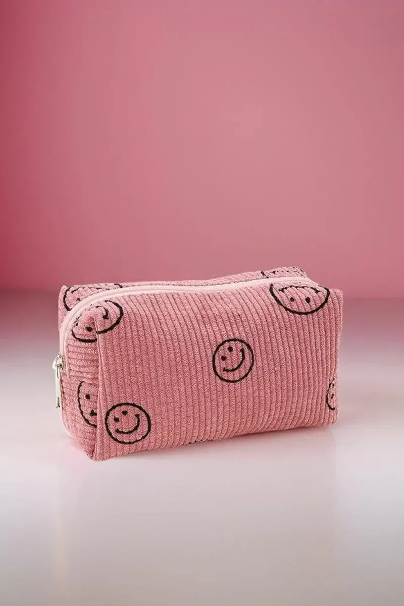 Zenana Smiley Face Corduroy Cosmetic Pouch - Eva's Edition