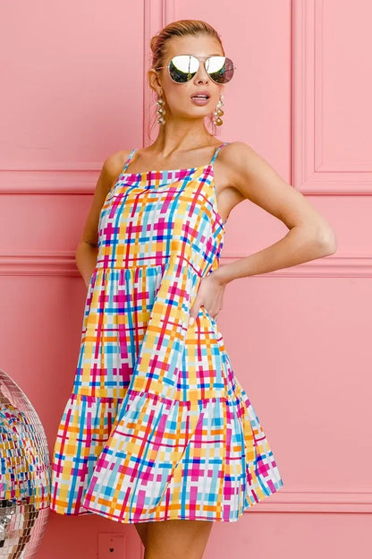 Colorfull Plaid Sleeveless Sun Dress - Eva's Edition