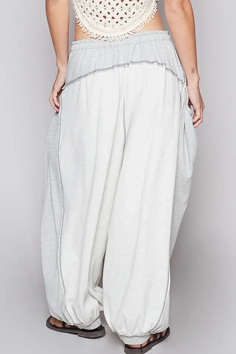 Contrast Stitching Pants with Drawstring Waist - Eva's Edition