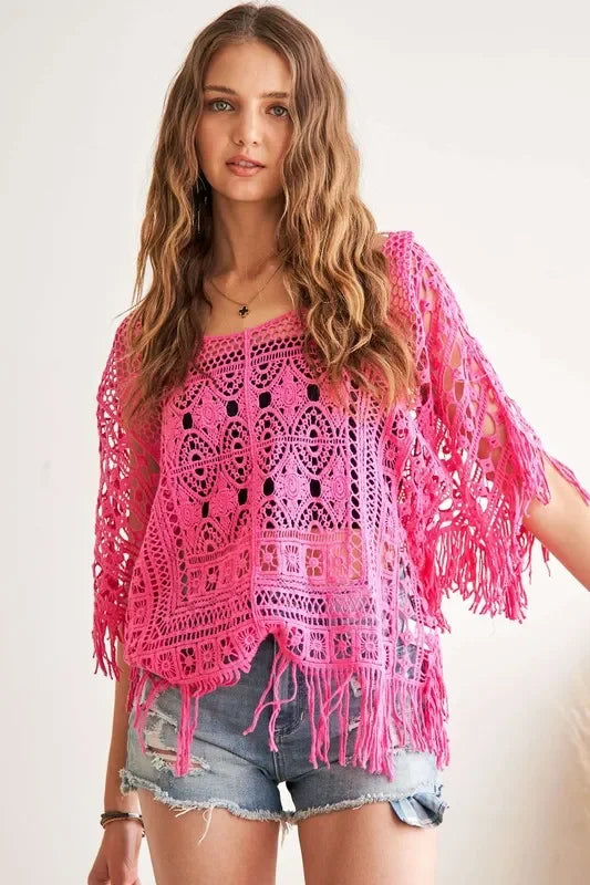 Fringed Hem Crochet Top - Eva's Edition