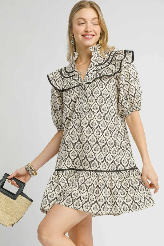 Printed Puff Sleeve Mini Dress - Eva's Edition