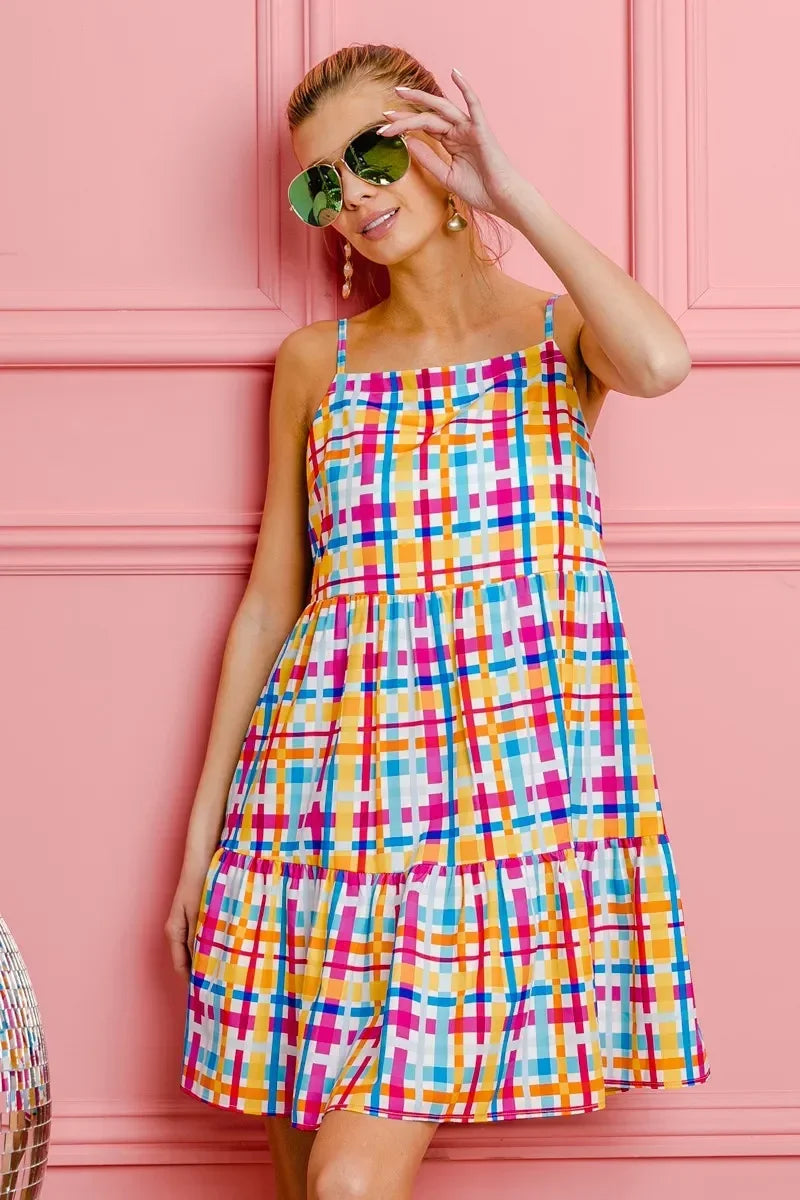 Colorfull Plaid Sleeveless Sun Dress - Eva's Edition