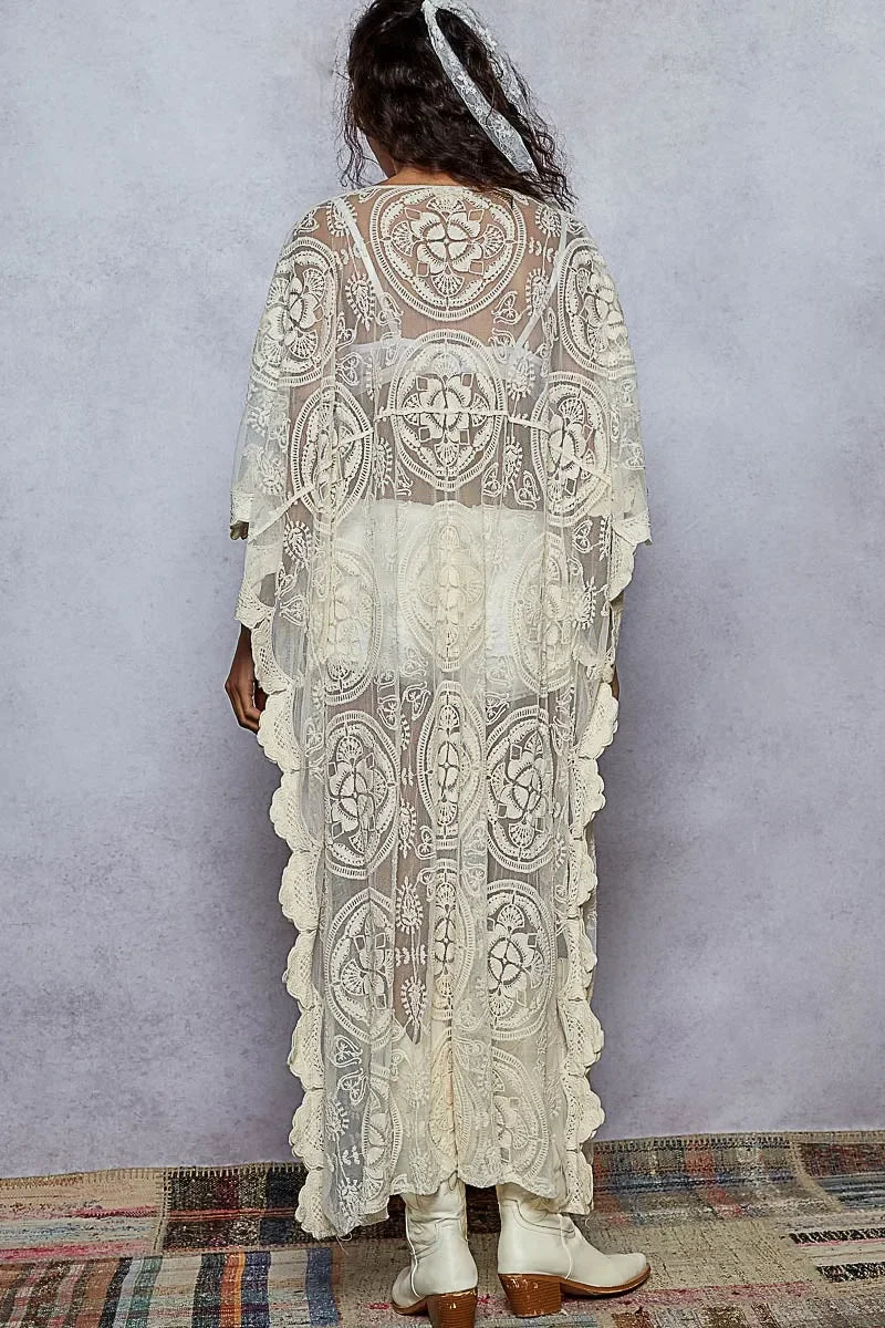 Lace Embroidered Beach Cover Up Kaftan - Eva's Edition