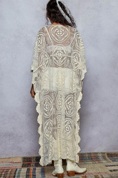 Lace Embroidered Beach Cover Up Kaftan - Eva's Edition