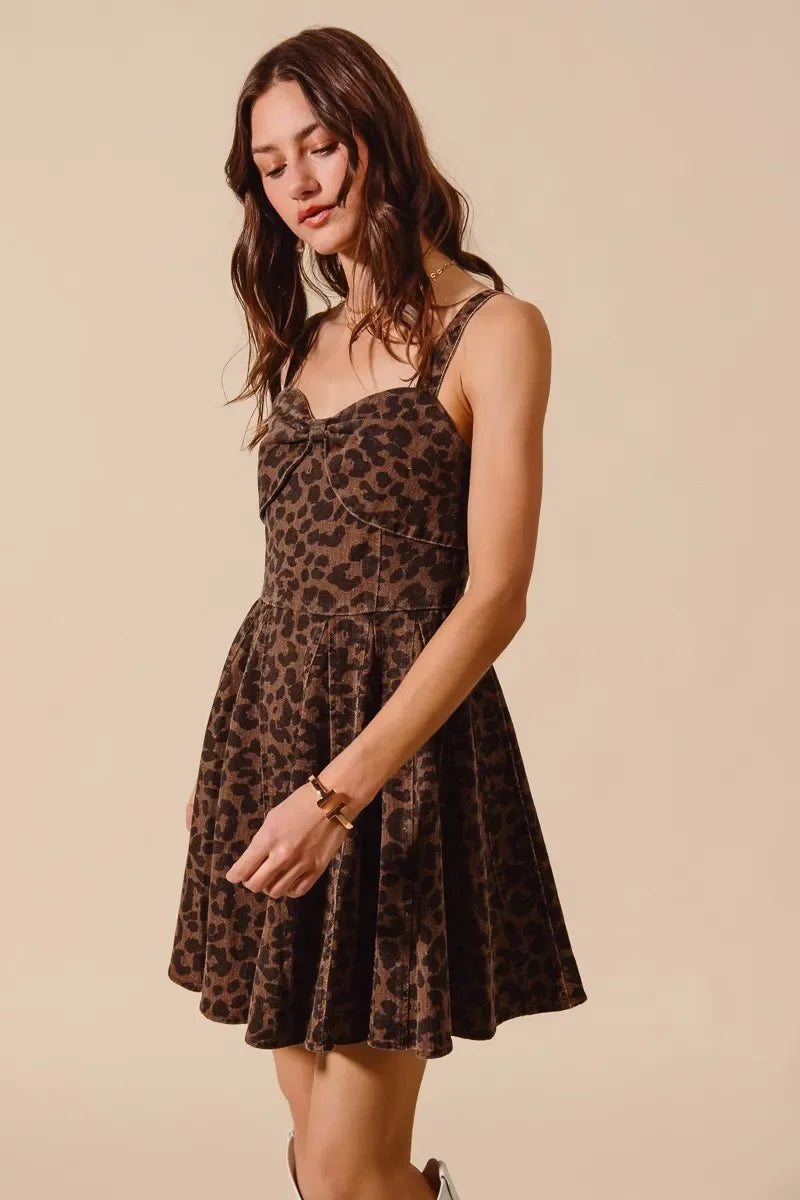Mineral Washed Leopard Flare Cami Dress - Eva's Edition