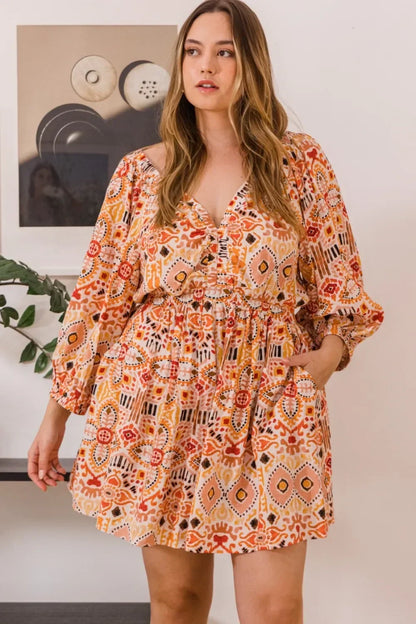 Printed Ruff Sleeve Romper with Pockets - Eva's Edition