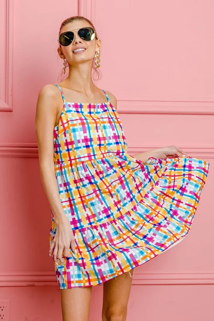 Colorfull Plaid Sleeveless Sun Dress - Eva's Edition