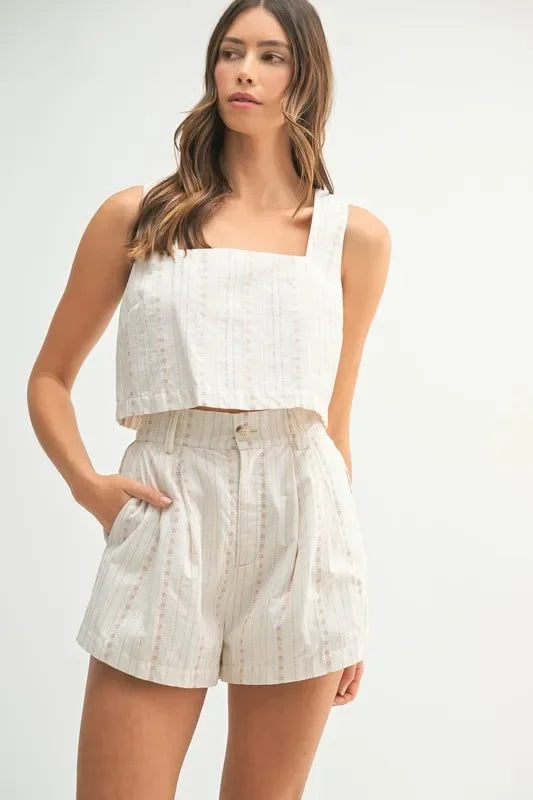 Square Neck Crop Top and Shorts Set - Eva's Edition