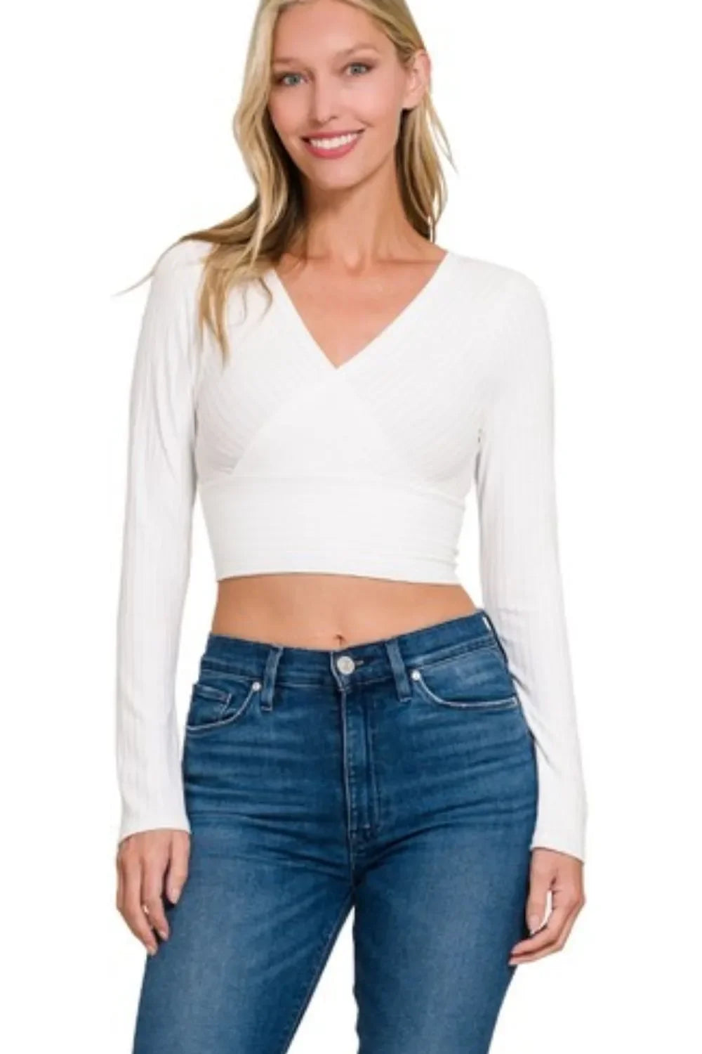 Ribbed Surplus Waist Band Long Sleeve Top - Eva's Edition