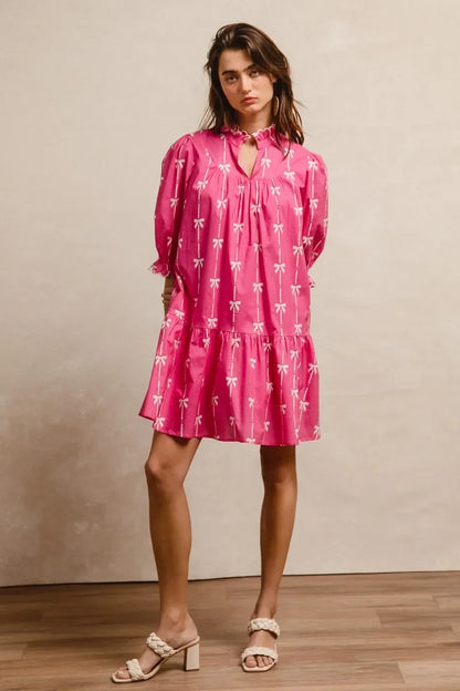 Ribbon Patterns Short Sleeve Dress - Eva's Edition