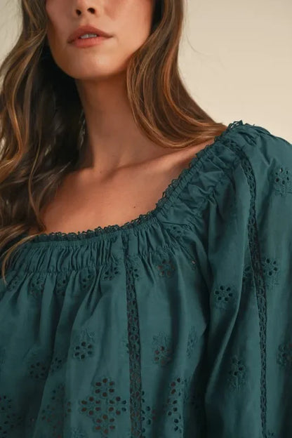 Embroidered Scalloped Lace Top and Short Set - Eva's Edition