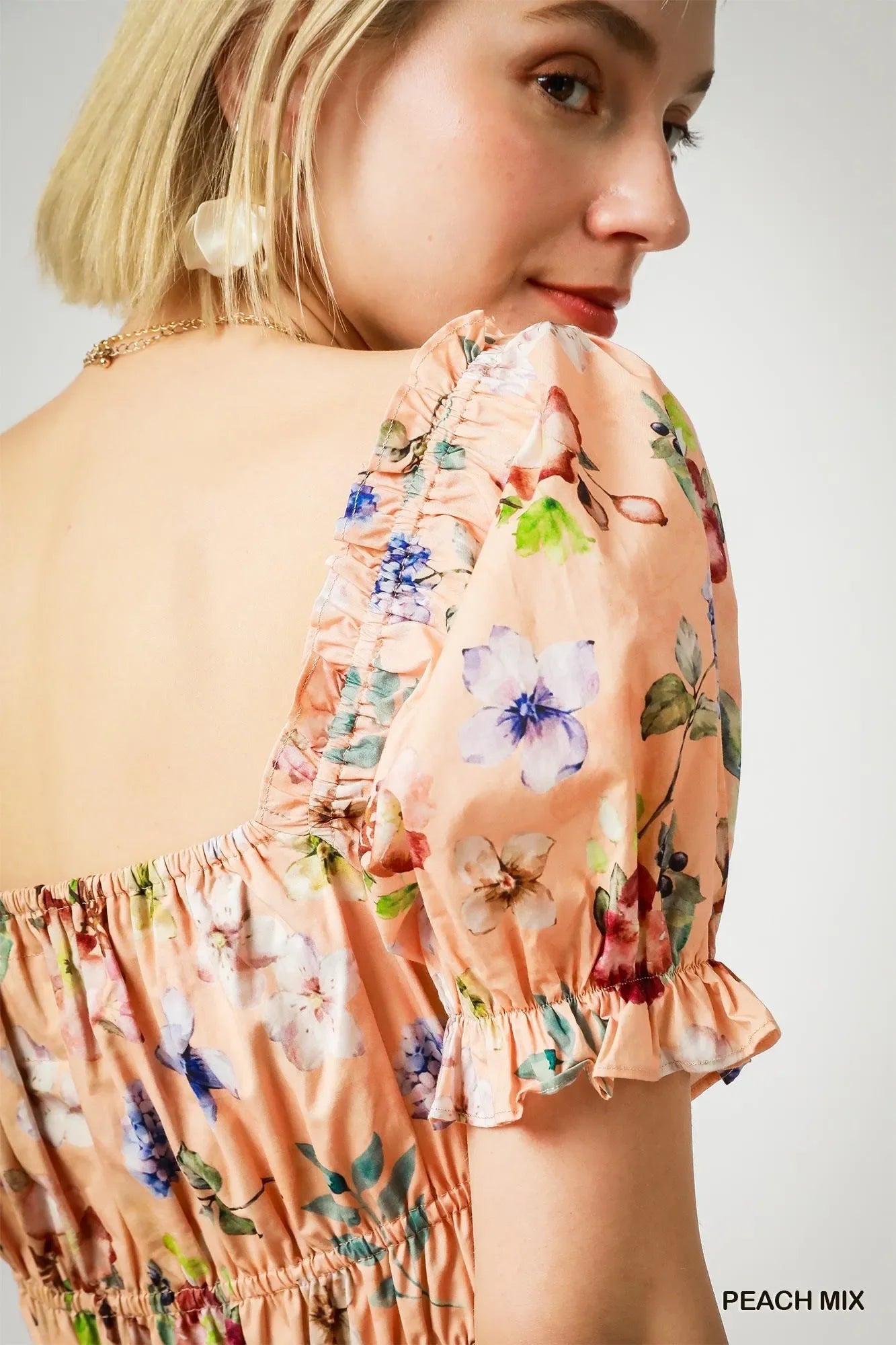 Floral Print Puff Sleeve Mini Dress - Eva's Edition