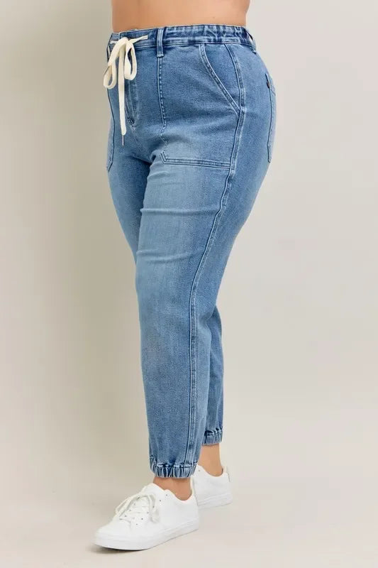 High Waist Denim Jogger Plus Size - Eva's Edition