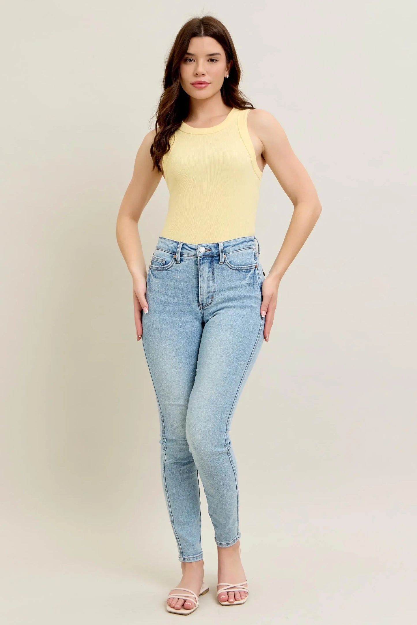 Tummy Control Vintage Wash Skinny Jeans Plus Size - Eva's Edition