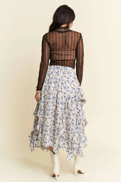 Turtle Neck Lace Dotted Stretch Mesh Sheer Top - Eva's Edition