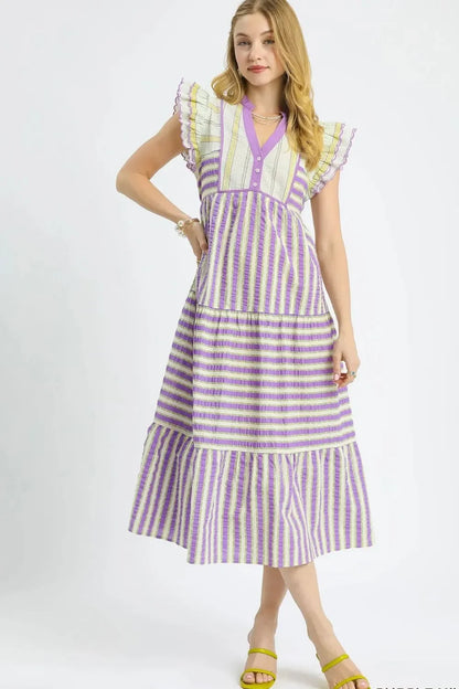 Ruffle Cap Sleeve Midi Dress - Eva's Edition