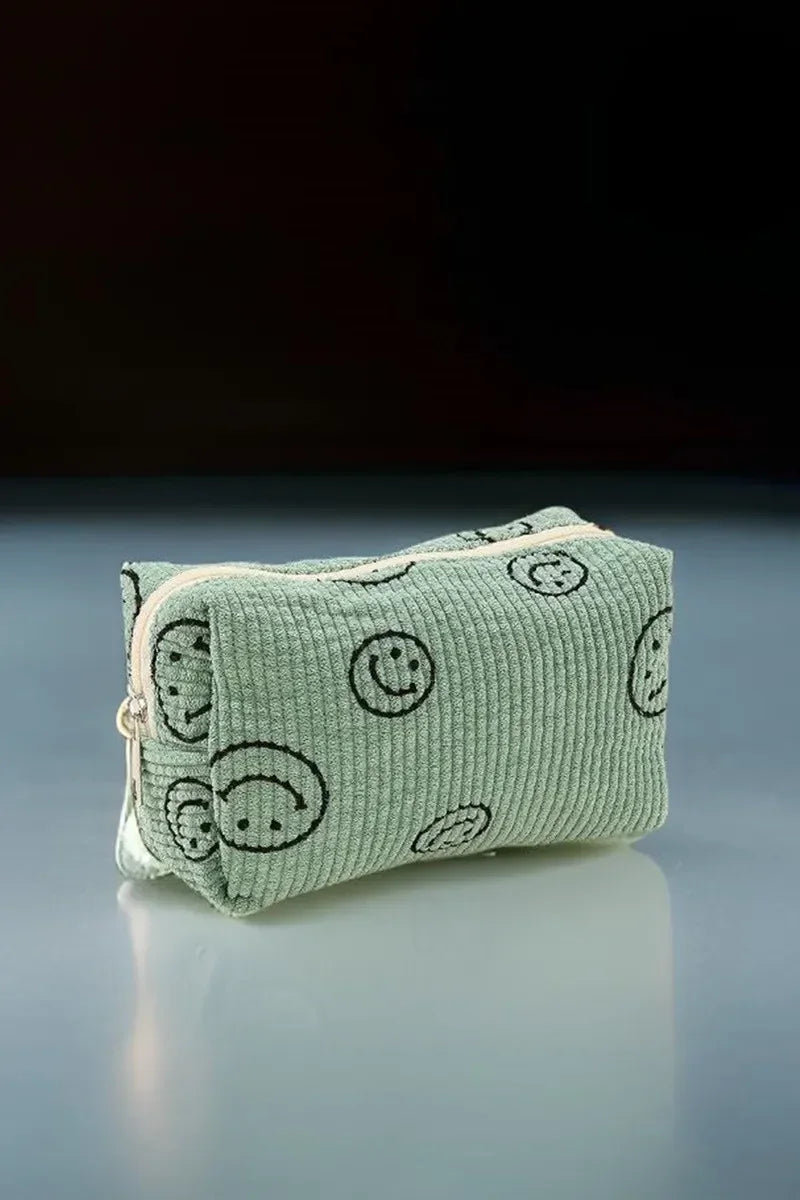 Zenana Smiley Face Corduroy Cosmetic Pouch - Eva's Edition