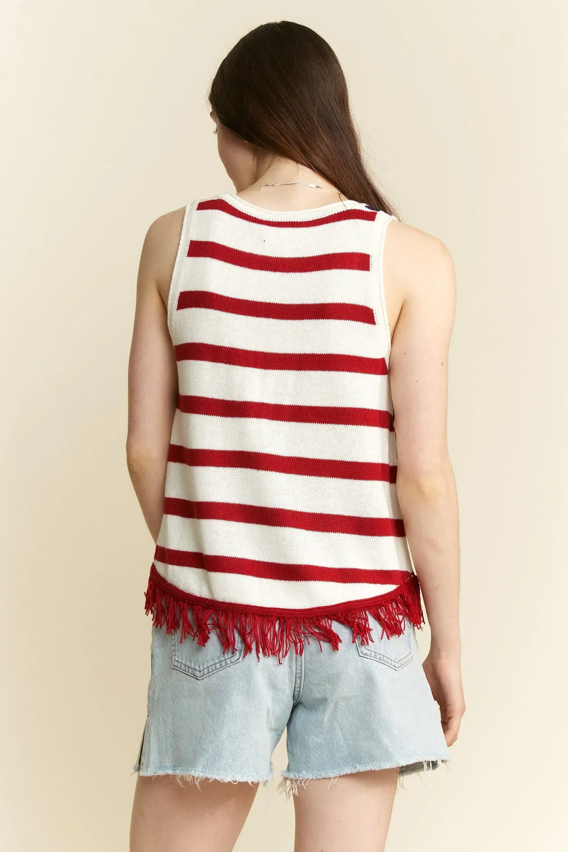 American Flag Fringe Tank Top Plus Size - Eva's Edition