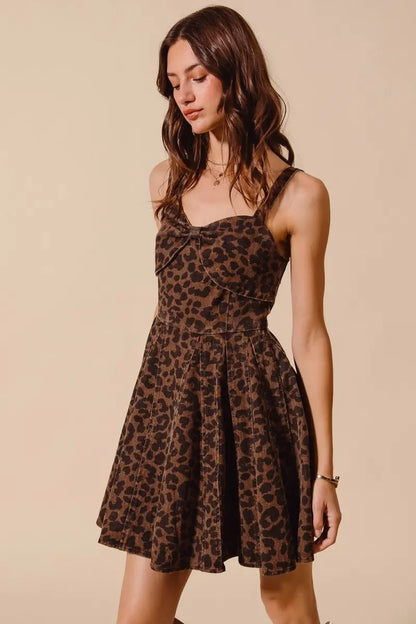 Mineral Washed Leopard Flare Cami Dress - Eva's Edition