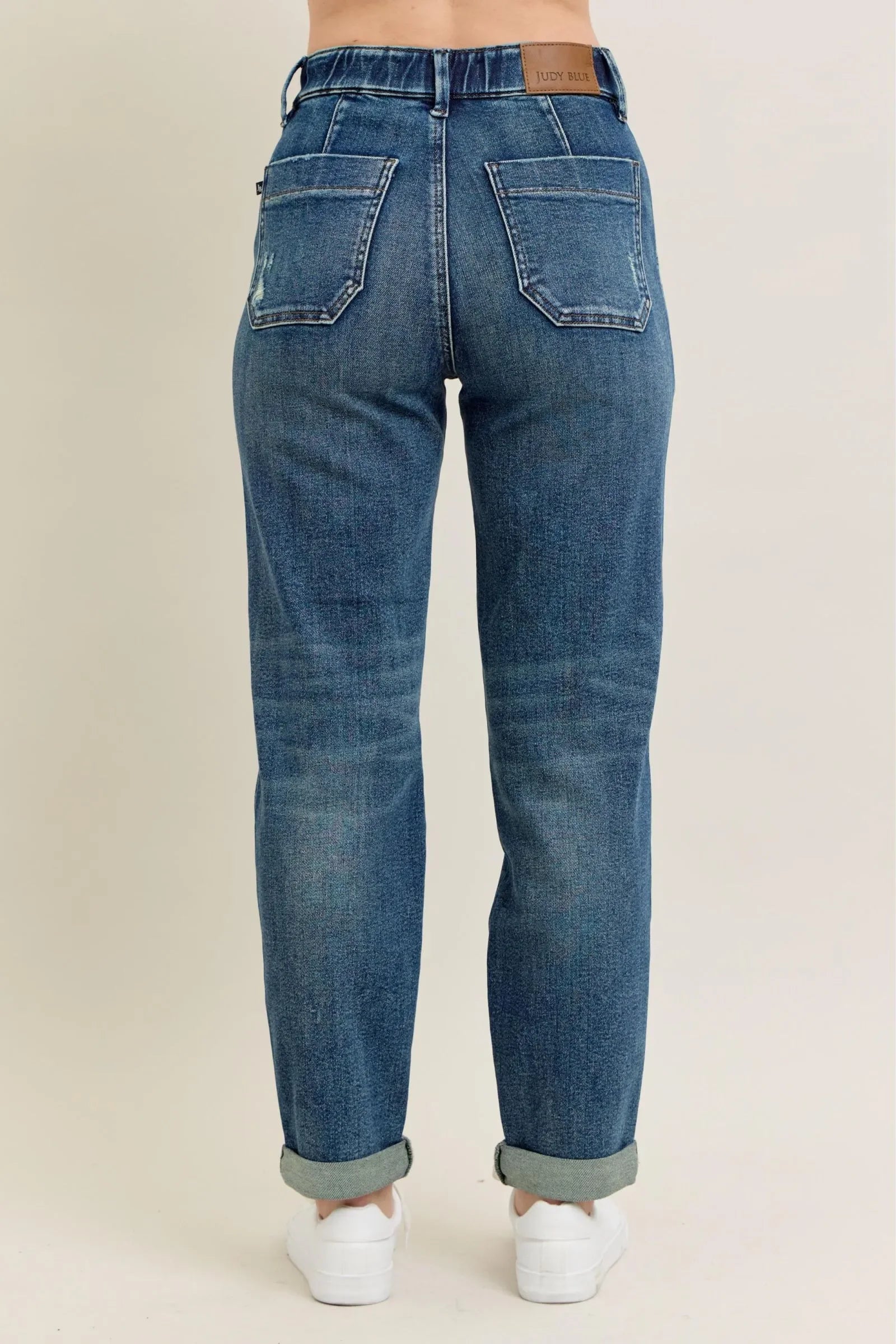 Vintage Wash Jeans w/ Drawstring Plus Size - Eva's Edition