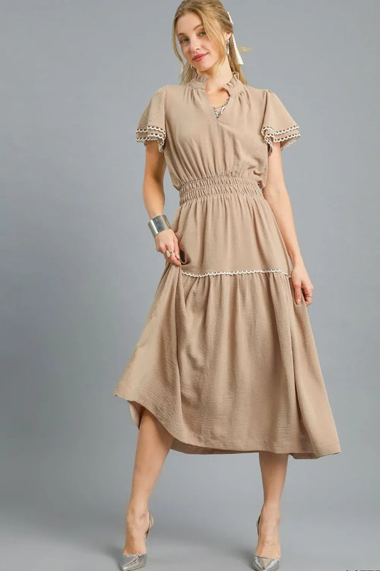 Tiered Flutter Sleeve Midi Dress - Eva's Edition