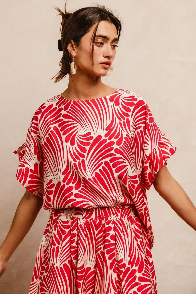 Woven Ruffled Sleeves Top - Eva's Edition