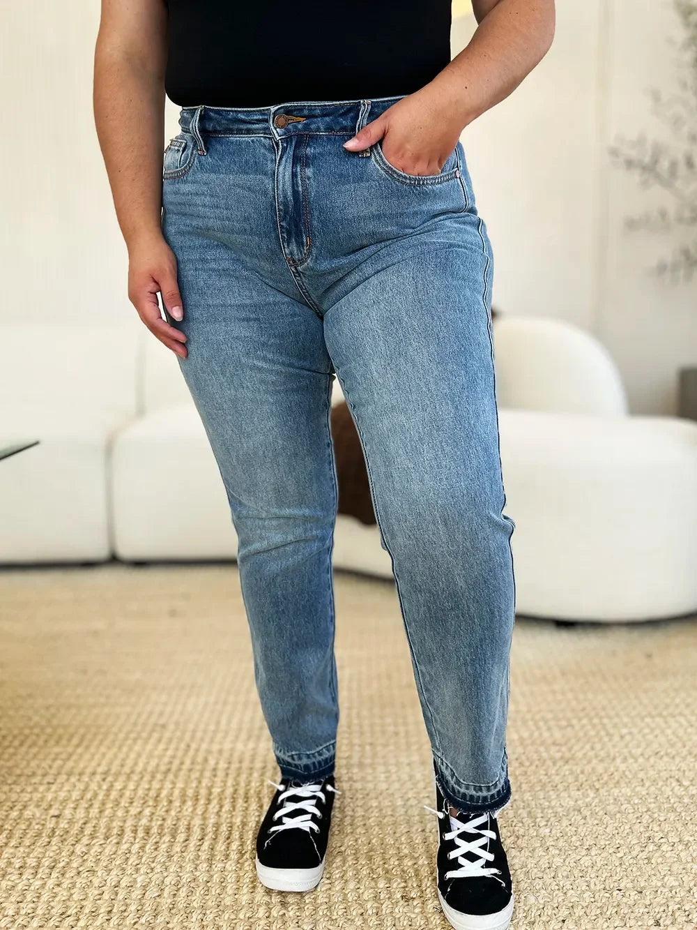 Mid Rise Rigid Magic Release Hem Jeans - Eva's Edition