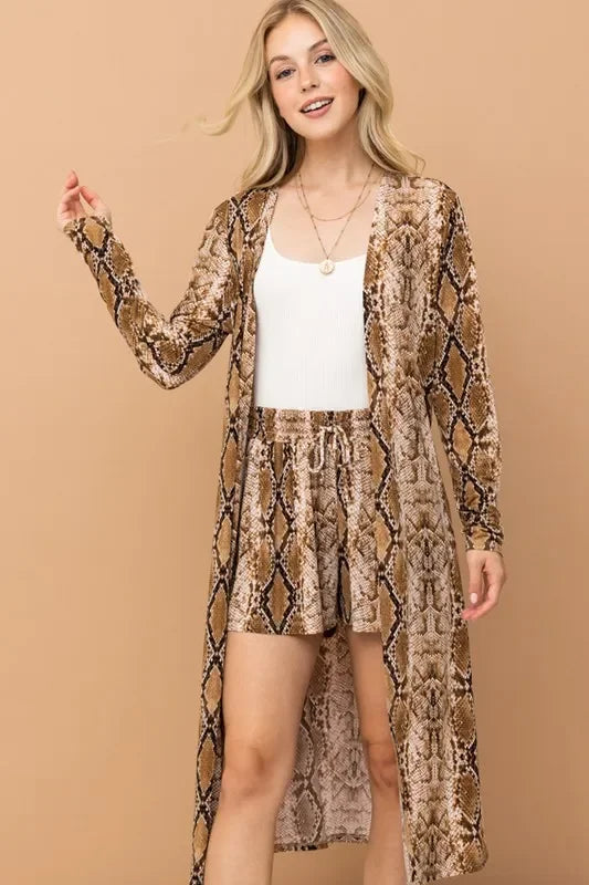Animal Print Kimono and Shorts Set - Eva's Edition