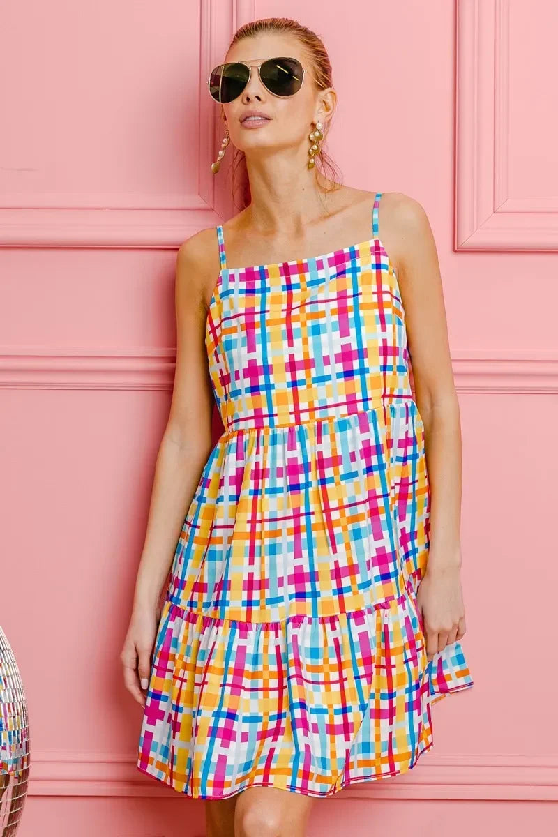 Colorfull Plaid Sleeveless Sun Dress - Eva's Edition