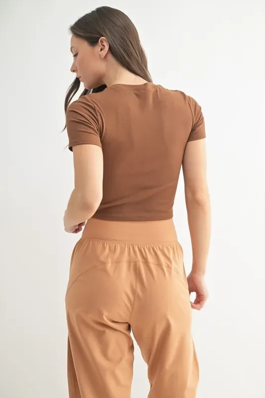 Micro-ribbed Cropped Athleisure Tee - Eva's Edition