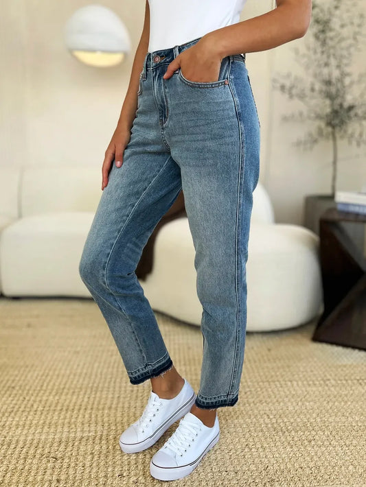 Mid Rise Rigid Magic Release Hem Jeans - Eva's Edition