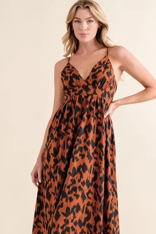 Leopard Print Plunge Maxi Dress - Eva's Edition