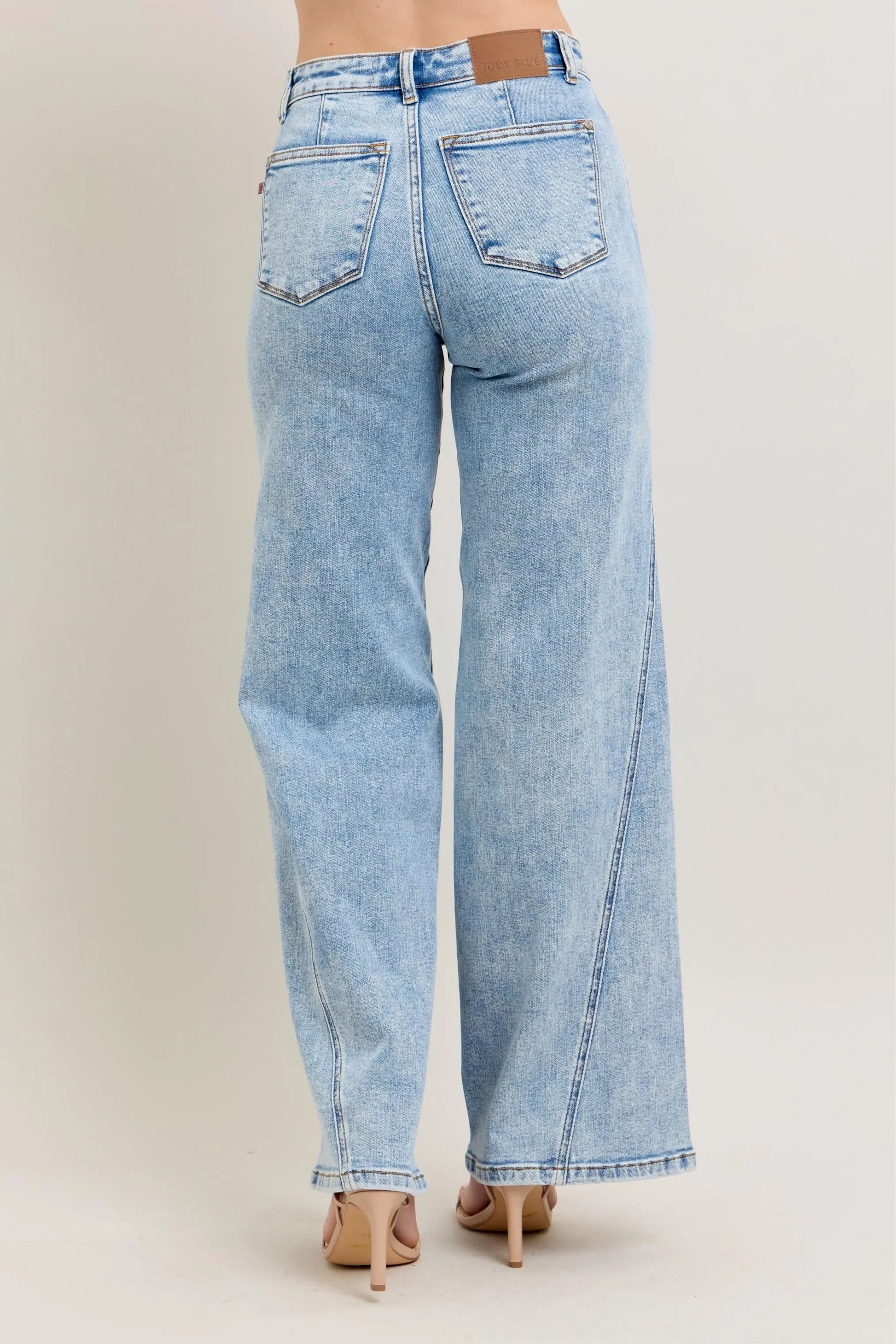 High Waist Wide Leg Jeans with Skewed Inseam - Eva's Edition