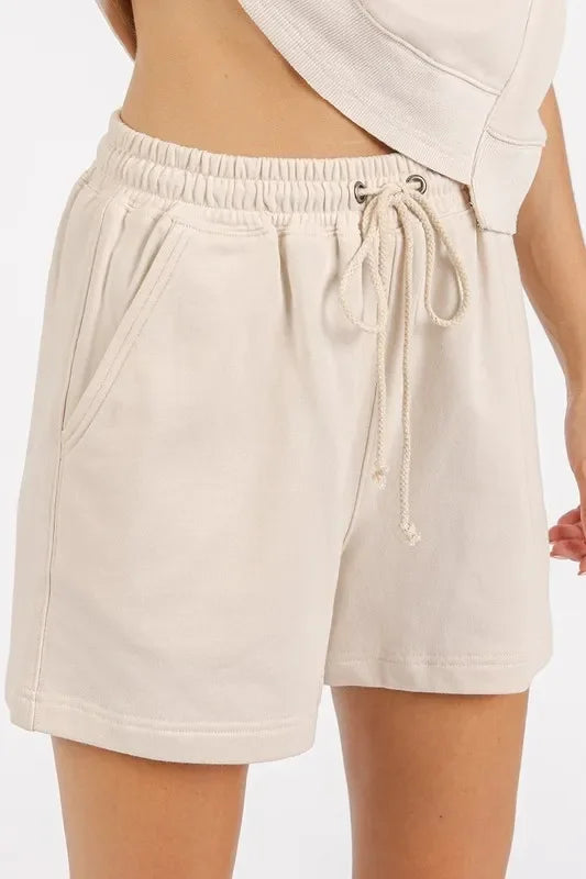 French Terry Crew Neck Top and Shorts Set - Eva's Edition