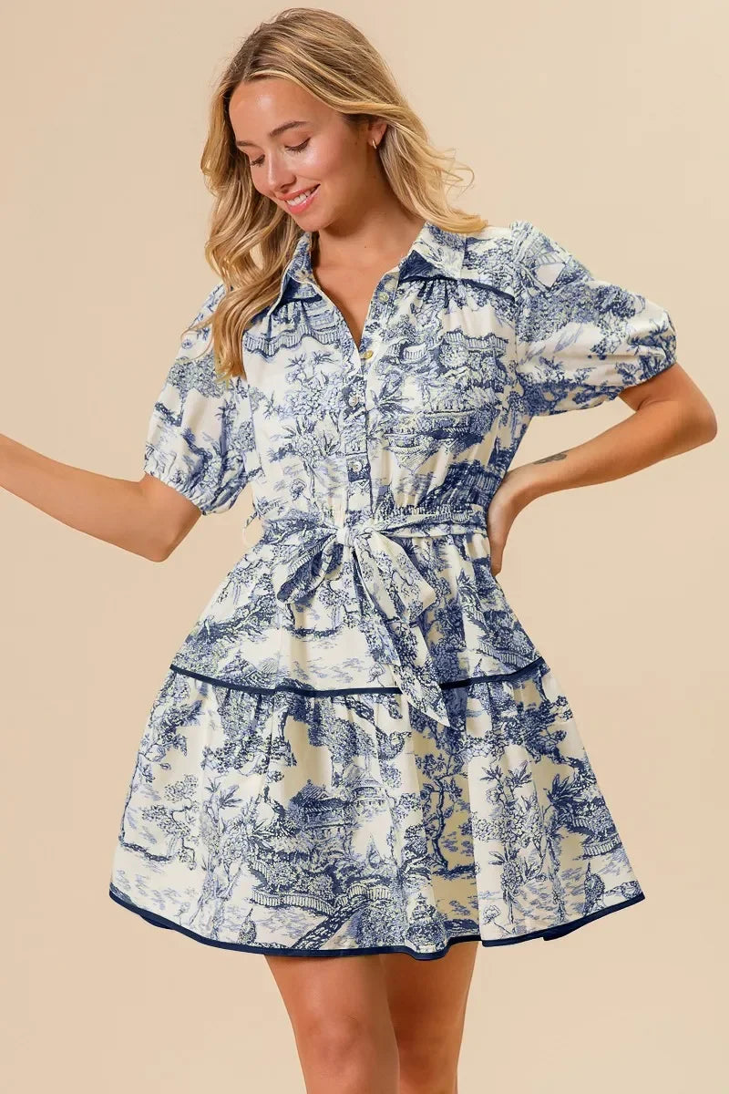 Woven Printed Tiered Dress - Eva's Edition
