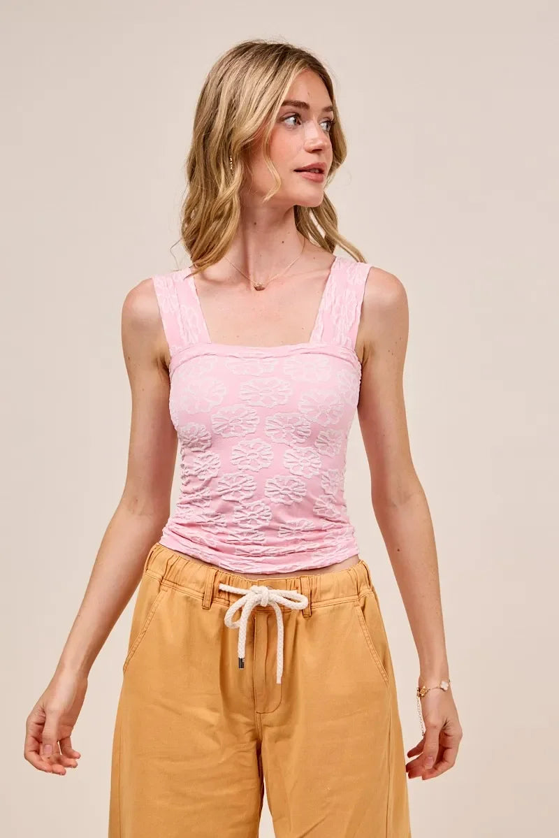 Double Tone Floral Seamless Tank Top - Eva's Edition