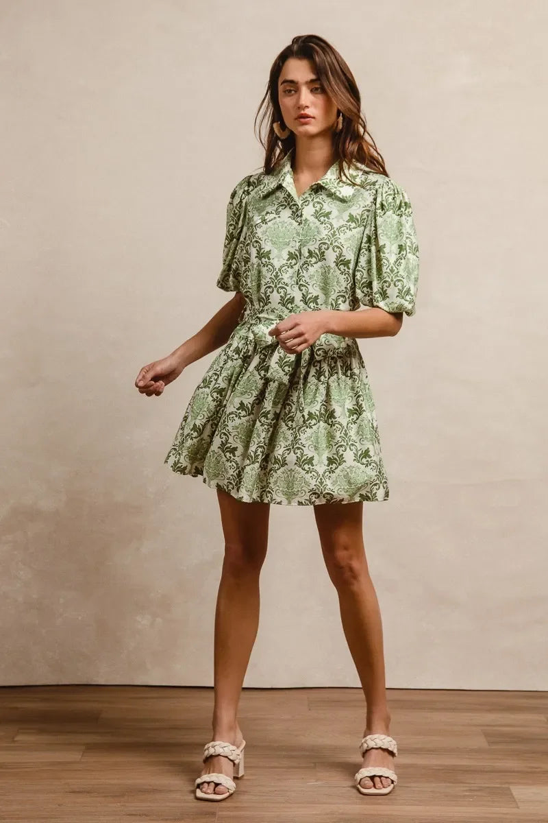 Floral Short Sleeve Mini Shirt Dress - Eva's Edition